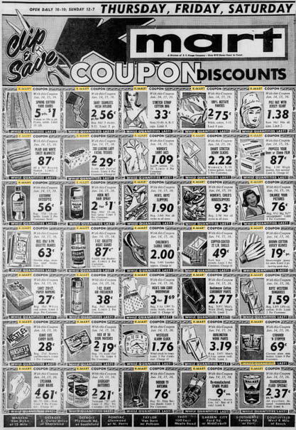 K-Mart - TYPICAL AD WITH COUPONS 1965